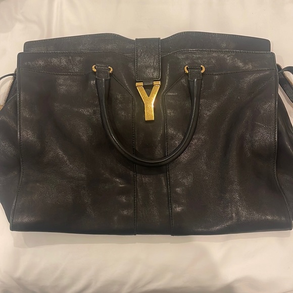 Yves Saint Laurent Handbags - YSL Saint Laurent Large Black Leather Y Cabas Bag